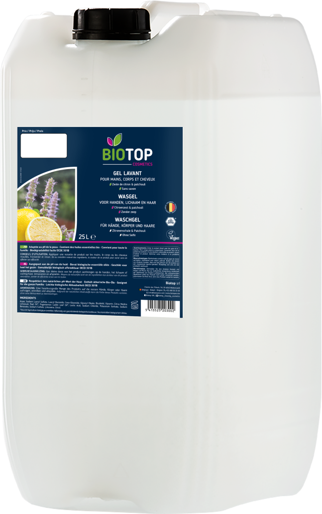 Gel lavant – Zeste de citron & Patchouli 25L